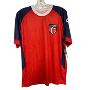 Team USA Soccer Jersey L Juego Del Mundo soccer ball on left sleeve